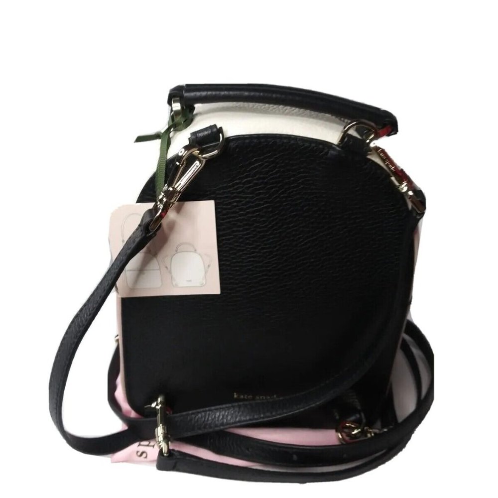 Kate Spade Polly MINI Convertible Backpack Peach~White Leather Purse SMALL - Picture 3 of 8